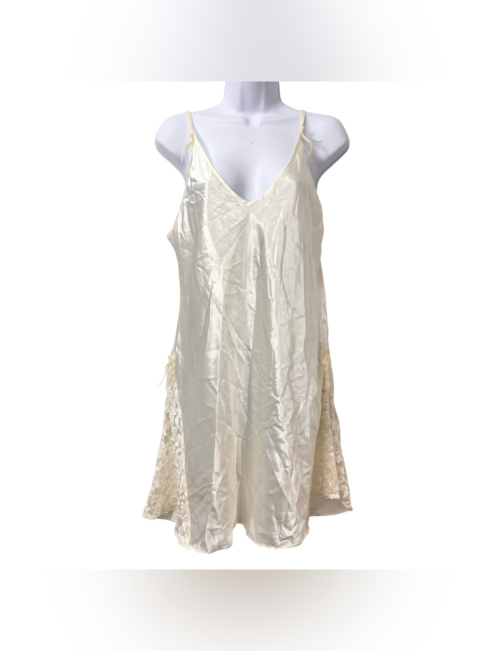 NEW Vintage L.A Intimates Satin Chemise Slip‎ Dress Pearl Size Medium